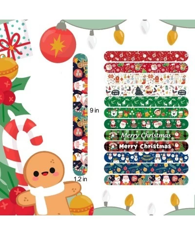 100Pcs Christmas Slap Bracelets Christmas Party Favors for Kids Christmas Stocking Stuffers Christmas Toys for Kid and Childr...