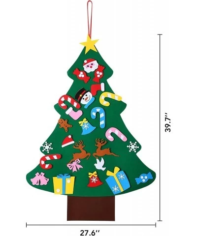 3.3FT DIY Felt Christmas Tree Kits Decorations Christmas Wall Hanging Ornaments Crafts with 33 accessories 5m Lights string f...