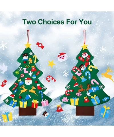 3.3FT DIY Felt Christmas Tree Kits Decorations Christmas Wall Hanging Ornaments Crafts with 33 accessories 5m Lights string f...