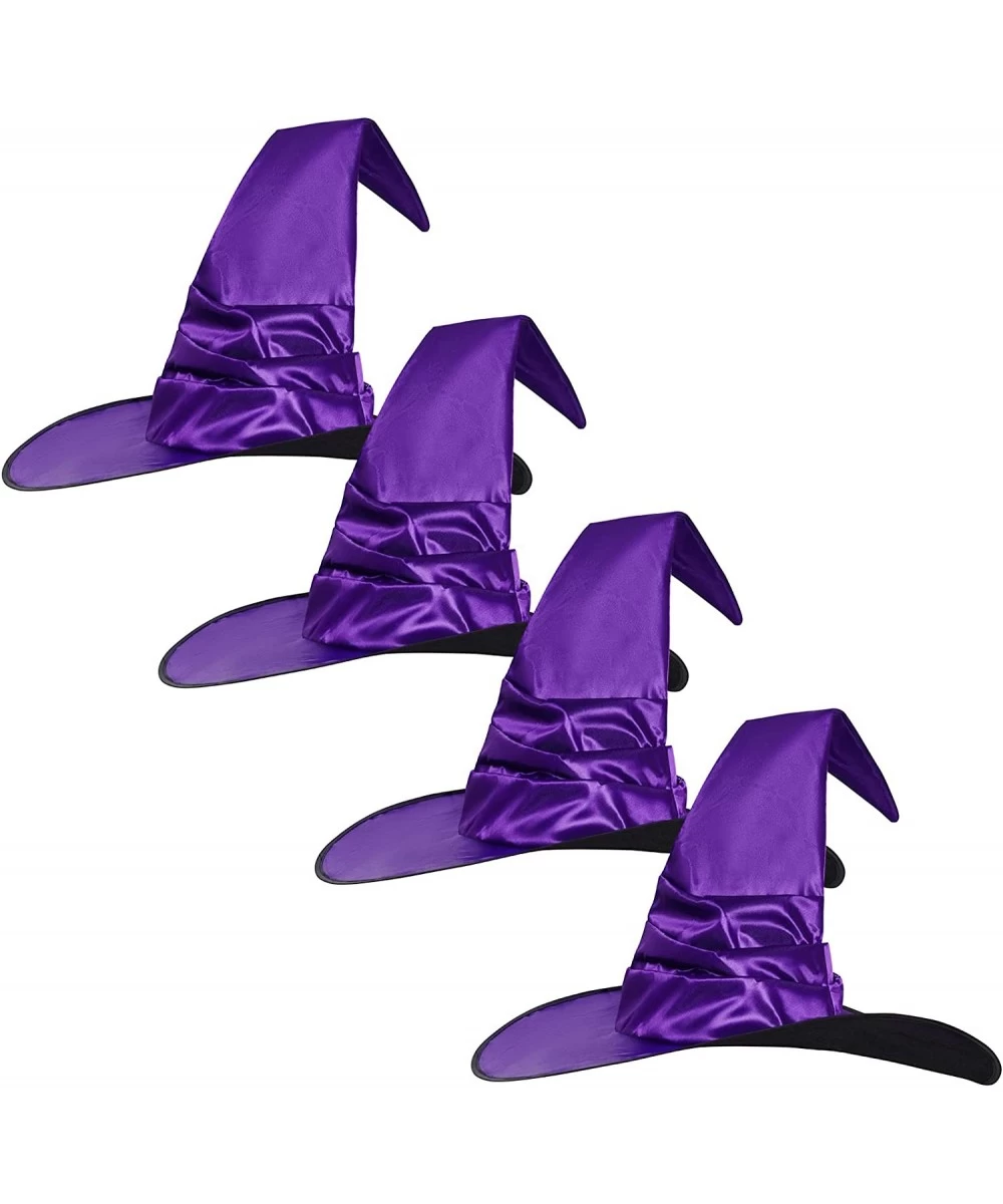 4 Packs Halloween Witch Hats for Women 18 Inch Large Cone Witch Hats Foldable Wizard Costume Accessories for Halloween Party ...