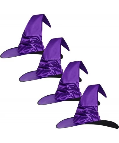 4 Packs Halloween Witch Hats for Women 18 Inch Large Cone Witch Hats Foldable Wizard Costume Accessories for Halloween Party ...