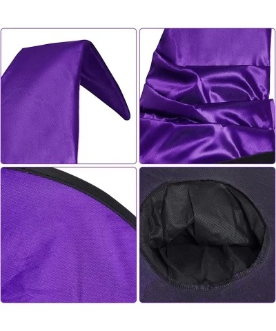 4 Packs Halloween Witch Hats for Women 18 Inch Large Cone Witch Hats Foldable Wizard Costume Accessories for Halloween Party ...