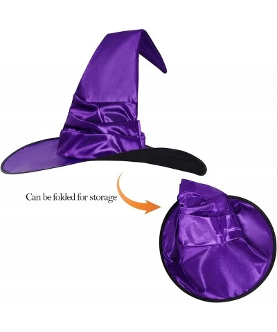 4 Packs Halloween Witch Hats for Women 18 Inch Large Cone Witch Hats Foldable Wizard Costume Accessories for Halloween Party ...