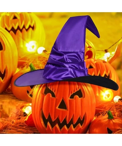 4 Packs Halloween Witch Hats for Women 18 Inch Large Cone Witch Hats Foldable Wizard Costume Accessories for Halloween Party ...