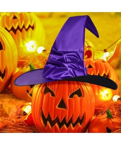 4 Packs Halloween Witch Hats for Women 18 Inch Large Cone Witch Hats Foldable Wizard Costume Accessories for Halloween Party ...