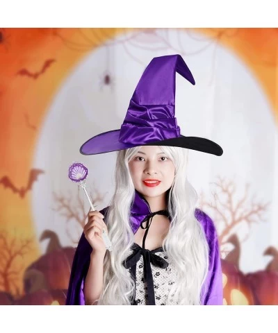 4 Packs Halloween Witch Hats for Women 18 Inch Large Cone Witch Hats Foldable Wizard Costume Accessories for Halloween Party ...