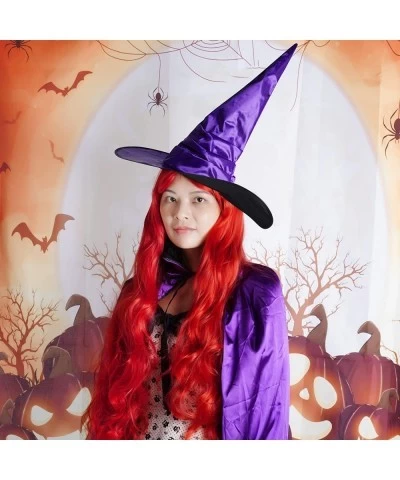 4 Packs Halloween Witch Hats for Women 18 Inch Large Cone Witch Hats Foldable Wizard Costume Accessories for Halloween Party ...