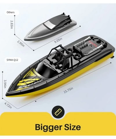 RC Boat for Adults and Kids Q12 2.4GHz High-Speed Remote Control Boat with Dual Motors 2 Rechargeable Battery Low Battery Rem...