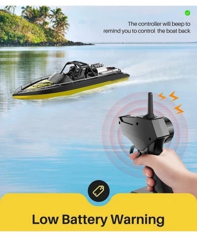 RC Boat for Adults and Kids Q12 2.4GHz High-Speed Remote Control Boat with Dual Motors 2 Rechargeable Battery Low Battery Rem...