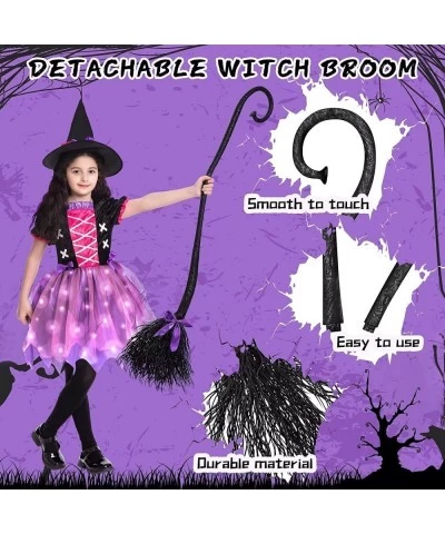 Halloween Witch Costume for Girls Light Up Toddler Witch Dress with Hat and Broom Kids Witch Costumes for Halloween Role-Play...