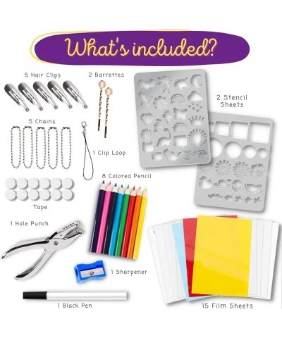 Shrink Art Craft Kit - Printable Shrink Plastic Includes Colored Shrink Paper & Clear Shrink Film Sheets - Create Cool Keycha...