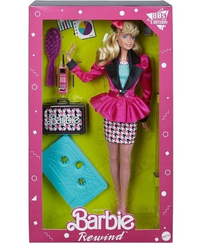 Rewind 80s Edition Career Girl Doll (11.5-in Blonde) Wearing Blazer Houndstooth Skirt & Accessories with Cassette Tape Doll S...