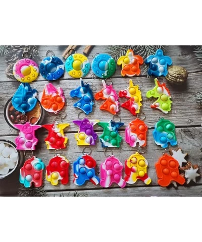 (Classroom Students Kids Party Favors)24 Packs Bulk Small Space Mini Pop Keychain Toy UFO Cute Y Baby Turtle Starship Sensory...