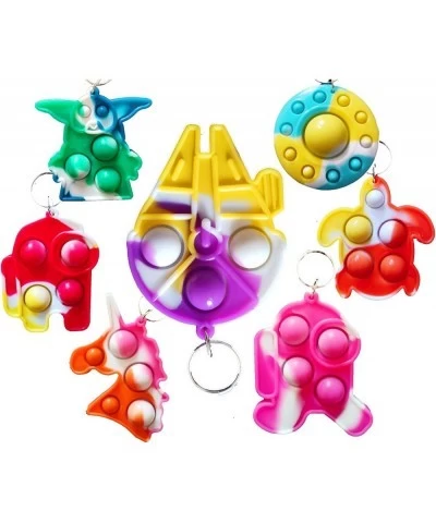 (Classroom Students Kids Party Favors)24 Packs Bulk Small Space Mini Pop Keychain Toy UFO Cute Y Baby Turtle Starship Sensory...