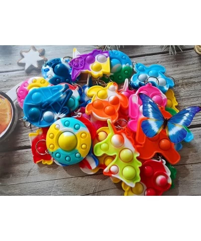 (Classroom Students Kids Party Favors)24 Packs Bulk Small Space Mini Pop Keychain Toy UFO Cute Y Baby Turtle Starship Sensory...