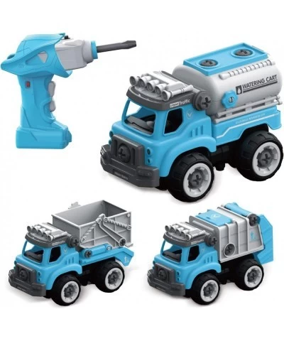 Take Apart Toy 3 in 1 Remote Control Stem Trucks with Electric Drill and Screwdriver City Squad Building Vehicle Play Toys fo...