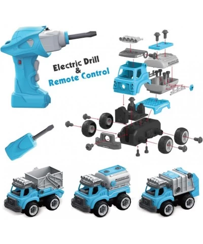 Take Apart Toy 3 in 1 Remote Control Stem Trucks with Electric Drill and Screwdriver City Squad Building Vehicle Play Toys fo...