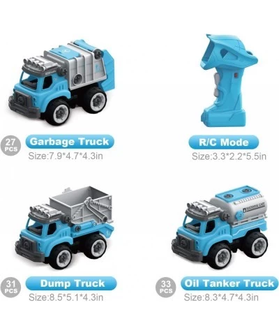 Take Apart Toy 3 in 1 Remote Control Stem Trucks with Electric Drill and Screwdriver City Squad Building Vehicle Play Toys fo...