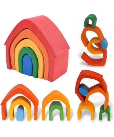 Wooden Toys Nesting Rainbow Stacking Blocks - Fire | Nature Toy Block Sets $46.24 Early Development & Activity Toys