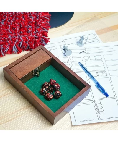 Wooden D&D Dice Rolling Tray with Dice Storage Vault | Metal Latch Secures Lid for Travel | Perfect DND Gift for DM | Great f...