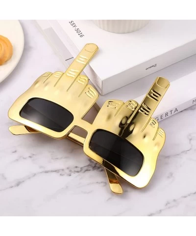 Middle Finger Novelty Sunglasses Party Novelty Eyeglasses Flip Off Hand Shape Finger Sunglasses for Party Glasses Props ( Gol...