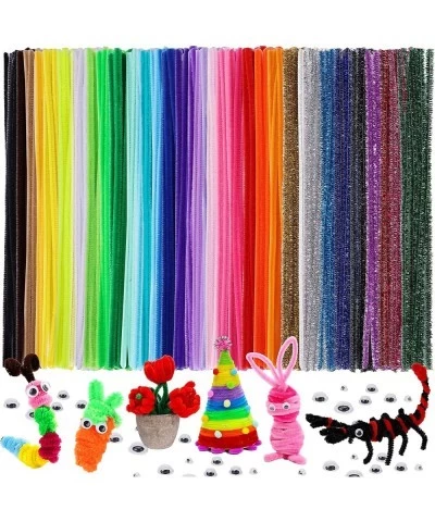 [465 Pcs] 365 Pieces Pipe Cleaners with 100Pcs Wiggle Eyes 37 Assorted Colors Chenille Stems for Kids Arts Crafts Projects an...