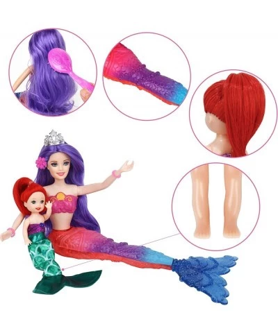 Purple Hair Princess Mermaid Doll with Little Ariel Mermaid Doll & Accessories Mermaids Bath Toys Gifts for 3 to 8 Years Olds...