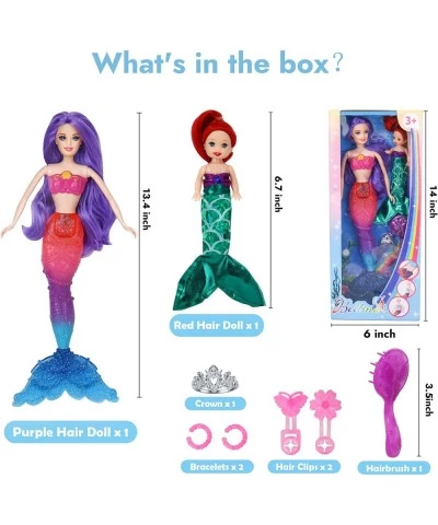 Purple Hair Princess Mermaid Doll with Little Ariel Mermaid Doll & Accessories Mermaids Bath Toys Gifts for 3 to 8 Years Olds...