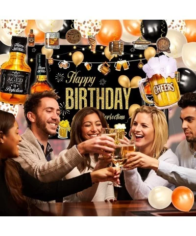 Whiskey Party Decorations for Men Aged To Perfection Party Supplies Whiskey Balloons Garland Arch Kit with Foil Balloons Back...