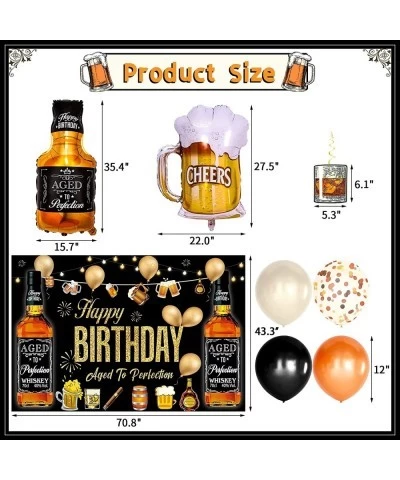 Whiskey Party Decorations for Men Aged To Perfection Party Supplies Whiskey Balloons Garland Arch Kit with Foil Balloons Back...