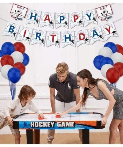 Hockey Birthday Party Supplies Ice Hockey Themed HAPPY BIRTHDAY Banner 7 Hanging Swirls 1 Table Cloth 10 Cake Toppers 30 Ball...