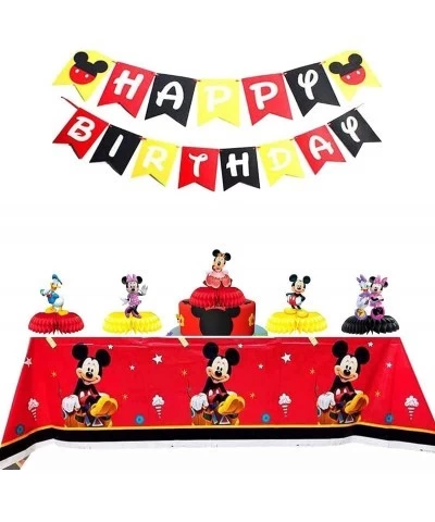 9 Pieces of Mickey and Minnie Duck Honeycomb Centerpiece Paper Flower Ball Topper Double-sided Cake Decorating Party Favors P...