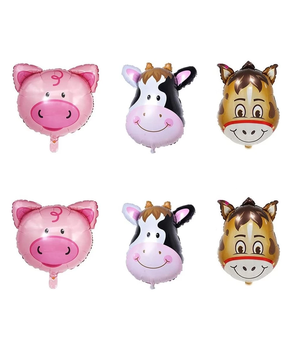 Ninomeus 6 Pcs Cow Balloons Donkey Balloons Pig Balloons Cow Head Foil Balloon Walking Cow Foil Balloons for Cow Farm Theme B...