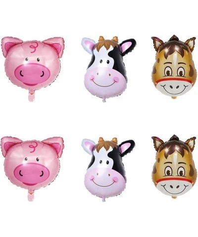 Ninomeus 6 Pcs Cow Balloons Donkey Balloons Pig Balloons Cow Head Foil Balloon Walking Cow Foil Balloons for Cow Farm Theme B...