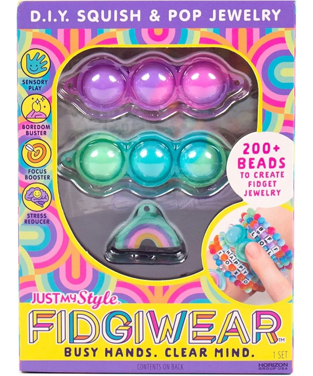 Fidgiwear Rainbow D.I.Y. Squish & Pop Jewelry Create Your Own Fidget Jewelry for Kids Includes Squishy Charms Fidget Toys wit...