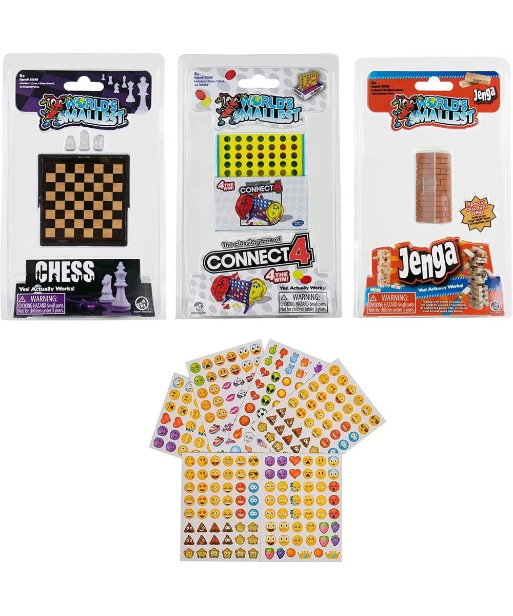 World's Smallest Games Strategy Bundle Set of 3 Chess - Connect 4 - J Blocks - Plus Emoji Sticker Set $40.18 Board Games