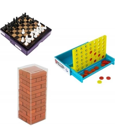 World's Smallest Games Strategy Bundle Set of 3 Chess - Connect 4 - J Blocks - Plus Emoji Sticker Set $40.18 Board Games