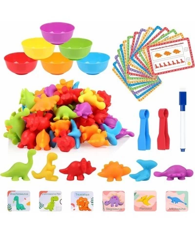 Counting Dinosaurs 72 Pcs/Set Sorting Dinosaurs with Matching Cups Educational Cards Color Sorting and Counting Activity Set ...