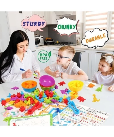 Counting Dinosaurs 72 Pcs/Set Sorting Dinosaurs with Matching Cups Educational Cards Color Sorting and Counting Activity Set ...