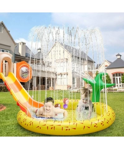 Sprinkler & Splash Pad for Kids 67" Outside Sprinklers Play Mat Water Toys Inflatable Pineapple with Head - Fun Play Pool for...