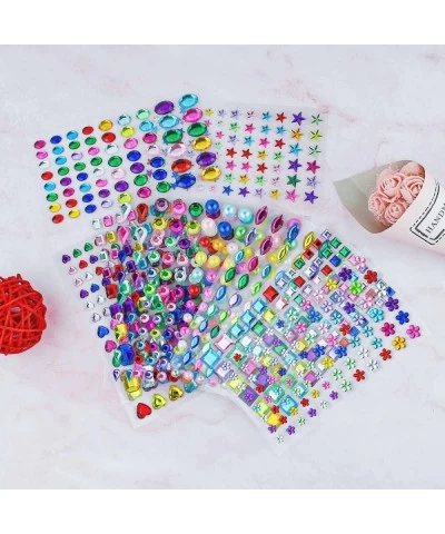 788 Pcs Jewels Stickers 10 Sheets Self Adhesive Gem Sticker Assorted Shapes Bling Rhinestone Stickers for DIY Crafts Body Mak...