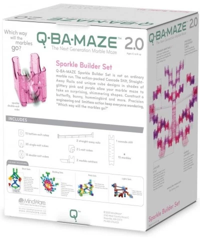 Q-BA-Maze: Sparkle Builder Set – Glitter & Pink Free-Form Marble-Run Mazes for Boys & Girls – Exciting Building Toys That Kid...