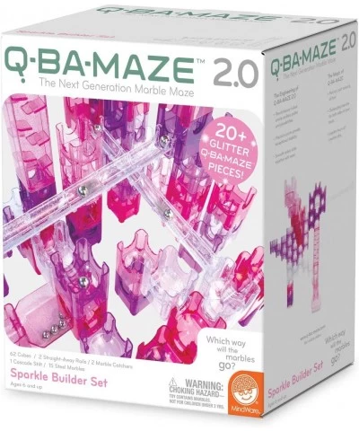 Q-BA-Maze: Sparkle Builder Set – Glitter & Pink Free-Form Marble-Run Mazes for Boys & Girls – Exciting Building Toys That Kid...