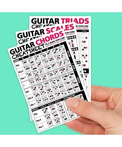 Mini Creative Guitar Poster 24" x 36" + Guitar Chords Scales and Triads Cheatsheet Pocket Reference 3 Pack $51.44 Kids' Music...