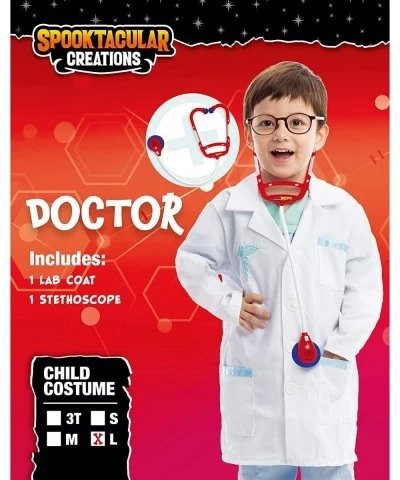 Jr. Doctor Lab Coat Deluxe Kids Toddler Costume Set for Halloween Scrub Dress Up Party and Scientists Role Play $24.89 Kids' ...