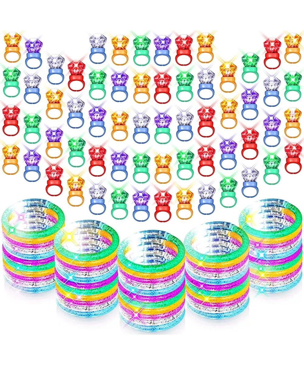 150 Pcs LED Light Up Toys Finger Lights Rings Flash Bracelets Glow in The Dark Party Supplies Valentines Flash Ring Glow Brac...