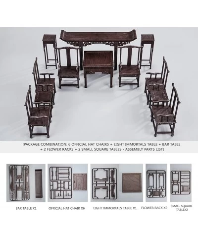 Imitation Wooden Dollhouse Furniture of Table & Chair 1/12 Scale Miniature Dollhouse Accessories of Qing Dynasty Antique Doll...