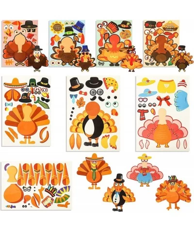 24 PCS DIY Turkey Stickers Make-A-Turkey Stickers Thanksgiving Turkey Craft Kids Thanksgiving Games Supplies for Fall Theme P...