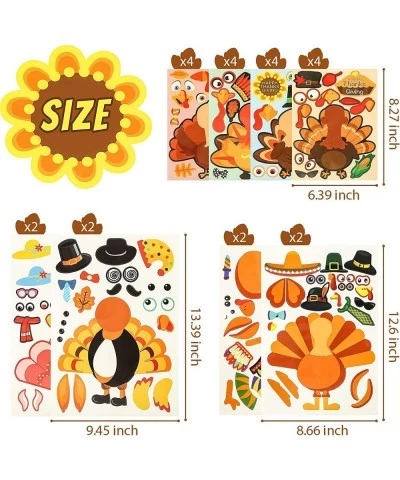 24 PCS DIY Turkey Stickers Make-A-Turkey Stickers Thanksgiving Turkey Craft Kids Thanksgiving Games Supplies for Fall Theme P...