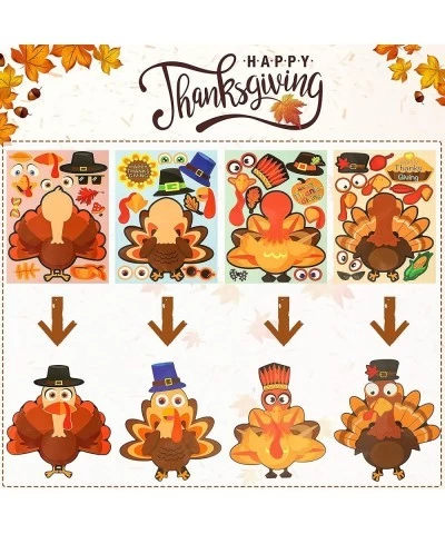 24 PCS DIY Turkey Stickers Make-A-Turkey Stickers Thanksgiving Turkey Craft Kids Thanksgiving Games Supplies for Fall Theme P...